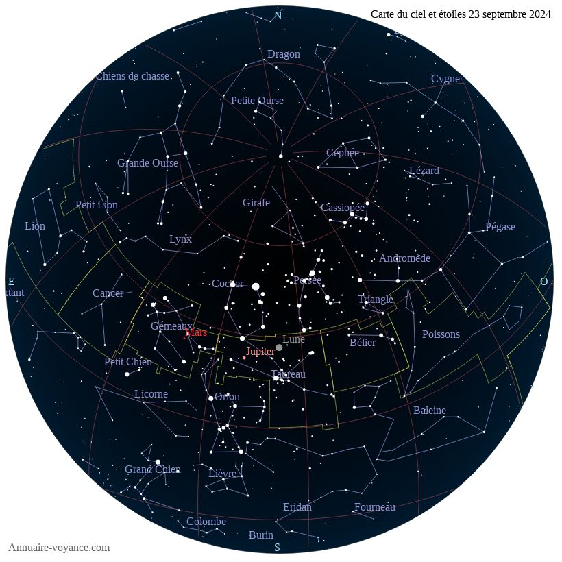 carte étoiles 23-septembre carte du ciel 23-septembre