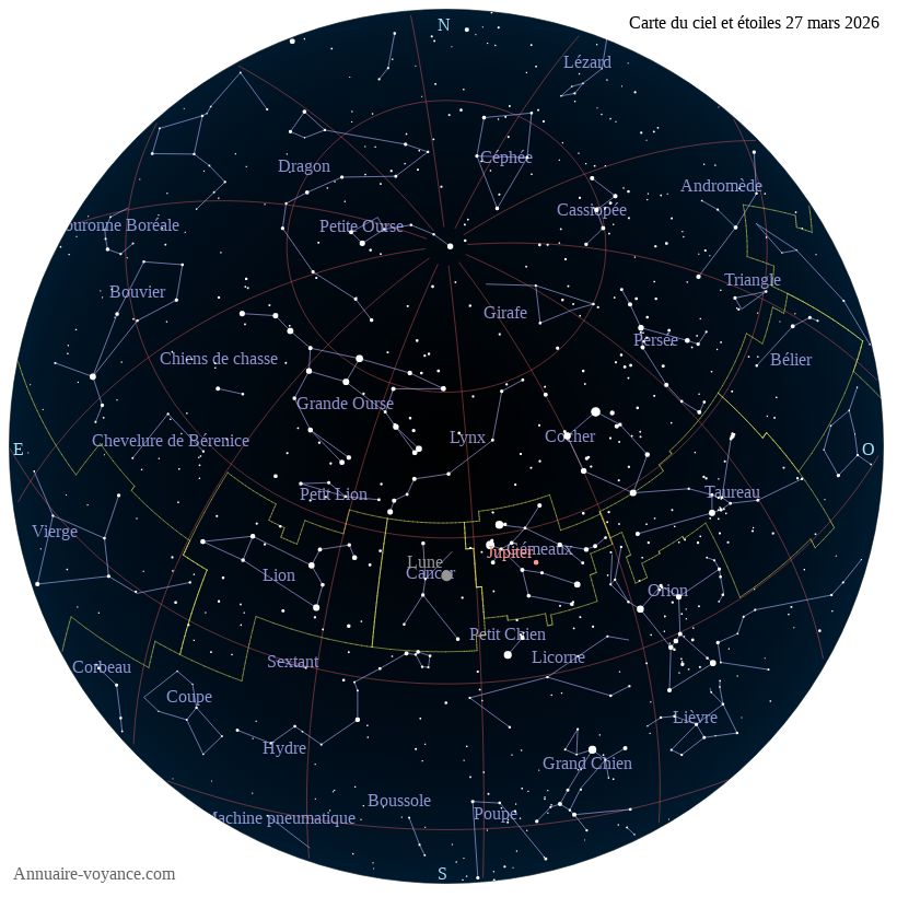 carte étoiles 27-mars carte du ciel 27-mars